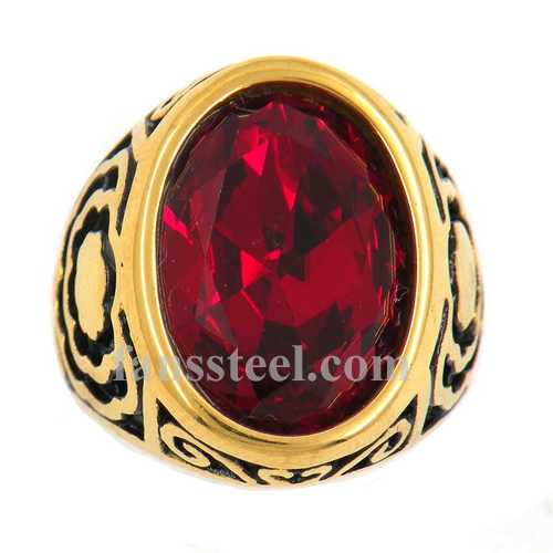 FSR13W36 wemen flower ring with red stone ring - Click Image to Close